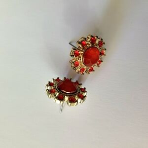 Elegant Gold and Red Stud Earrings